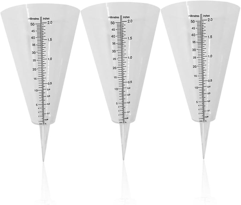 3 قطع من مقاييس المطر الشفافة مع أكواب قياس كبيرة لقياس هطول الأمطار في الهواء الطلق في حديقة الحديقة - Image 1